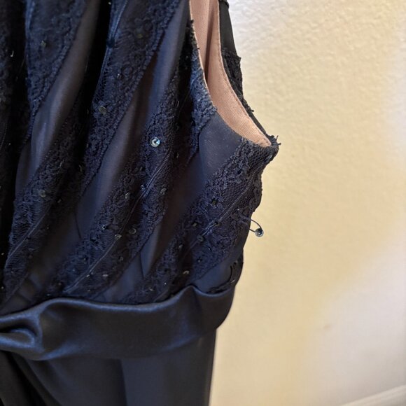 Vintage LBD Double Layer Sequin V-Neck Semi Formal Cocktail Dress - Picture 3 of 4